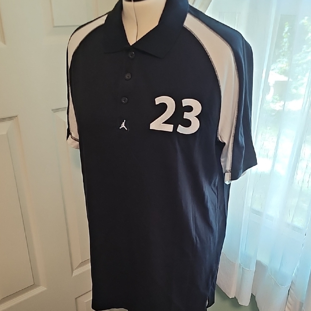 Jordan Men's Polo Shirt with Black and White Accents Size Large